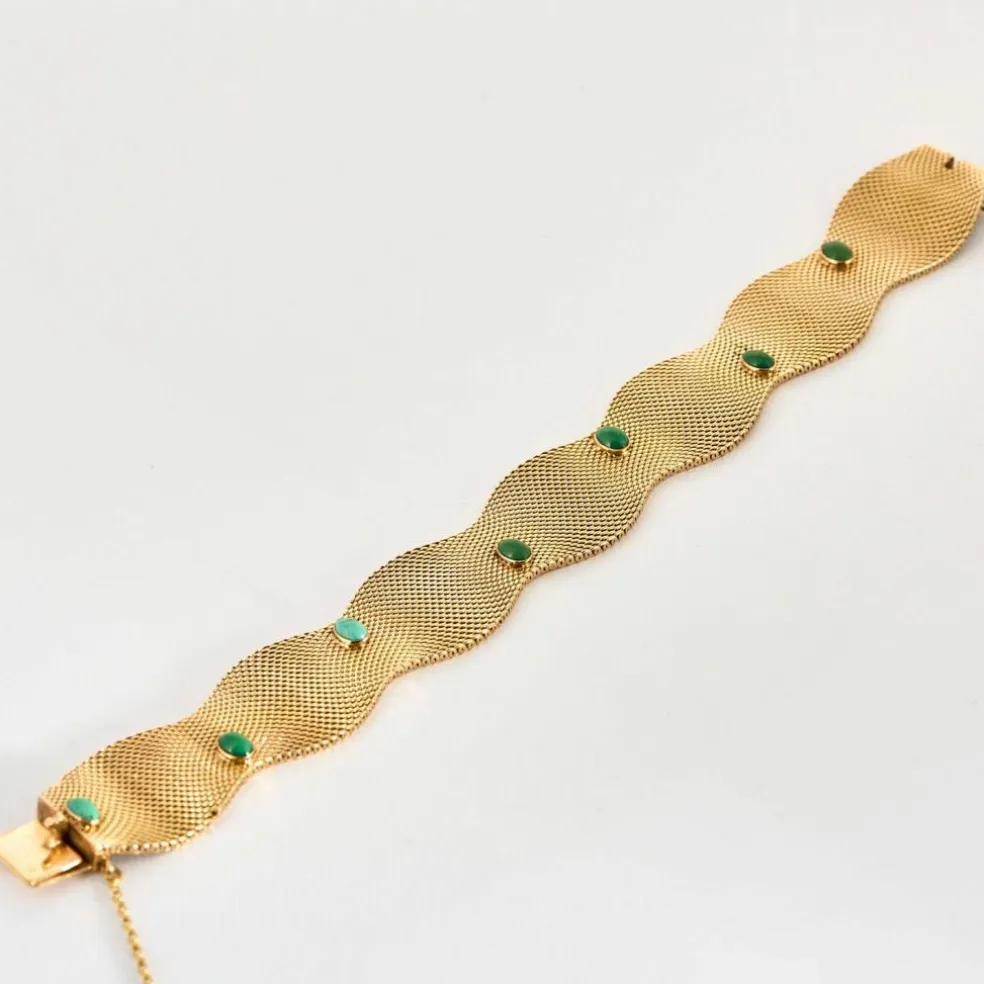 Bracelet ruban, or jaune et turquoise