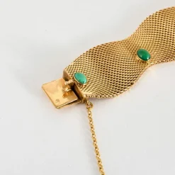 Bracelet ruban, or jaune et turquoise