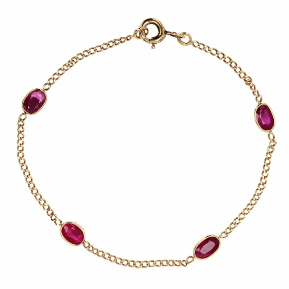 Bracelet rubis et chaine en or
