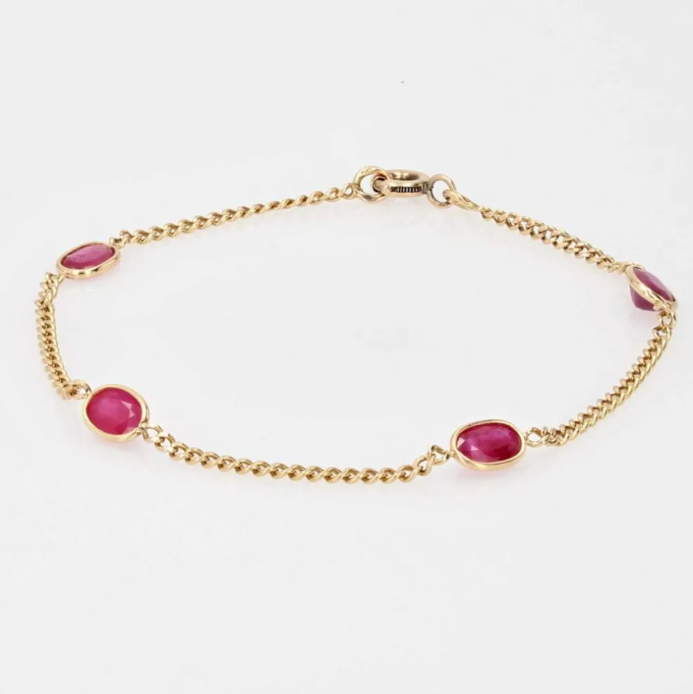 Bracelet rubis et chaine en or