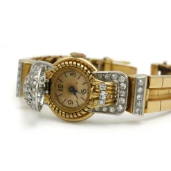 Bracelet 50s en Or jaune, Platine & diamants