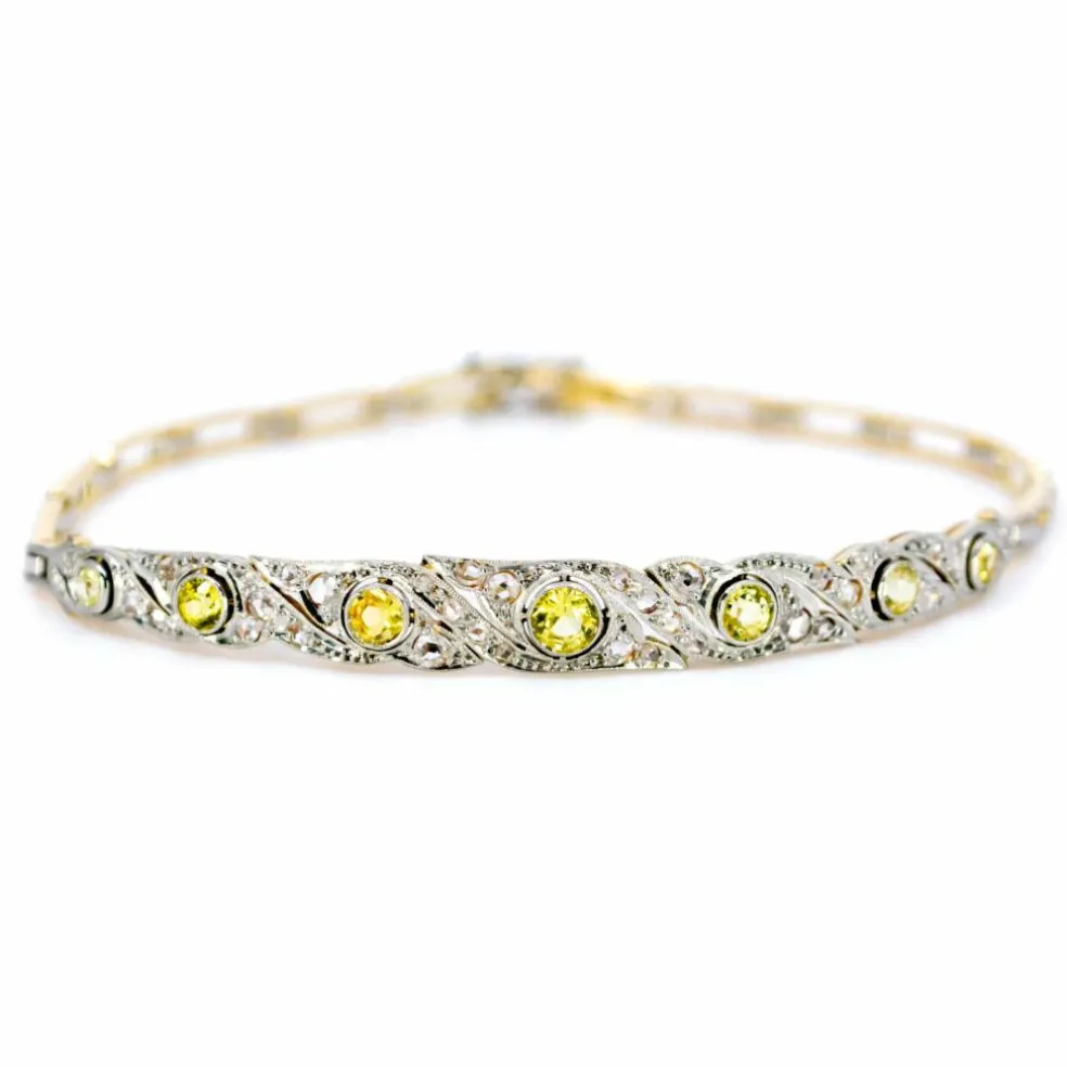 Bracelet Saphirs jaunes, diamants