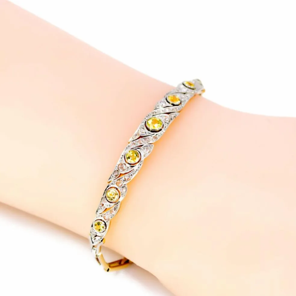 Bracelet Saphirs jaunes, diamants