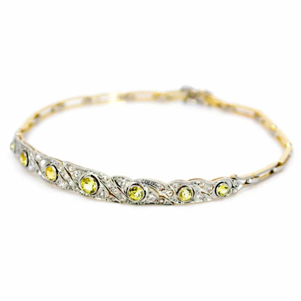 Bracelet Saphirs jaunes, diamants