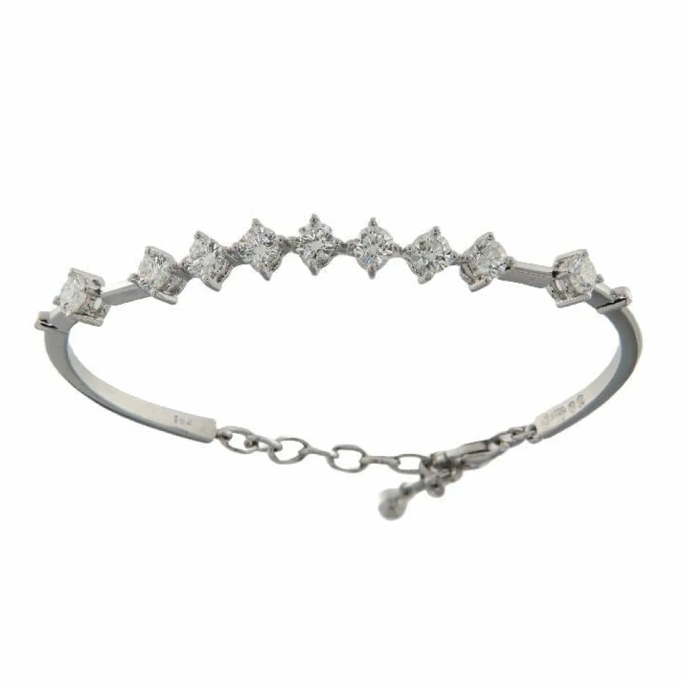 Bracelet semi-rigide en or blanc avec diamants