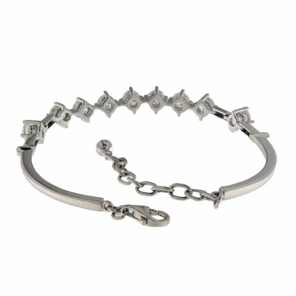 Bracelet semi-rigide en or blanc avec diamants