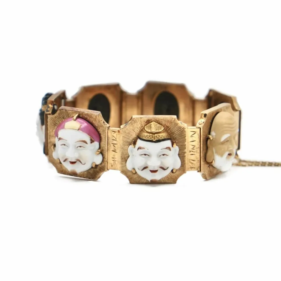 Bracelet "sept visages" Or jaune Céramique