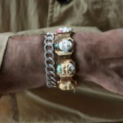 Bracelet "sept visages" Or jaune Céramique