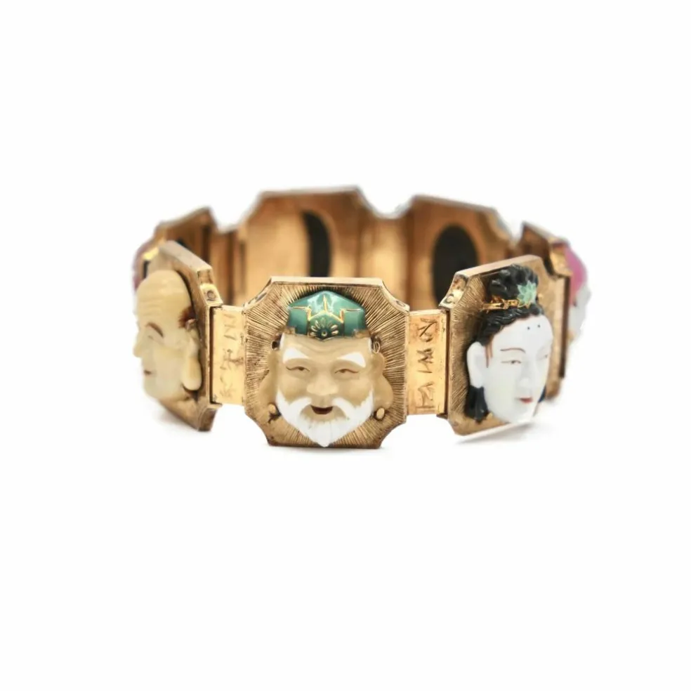 Bracelet "sept visages" Or jaune Céramique