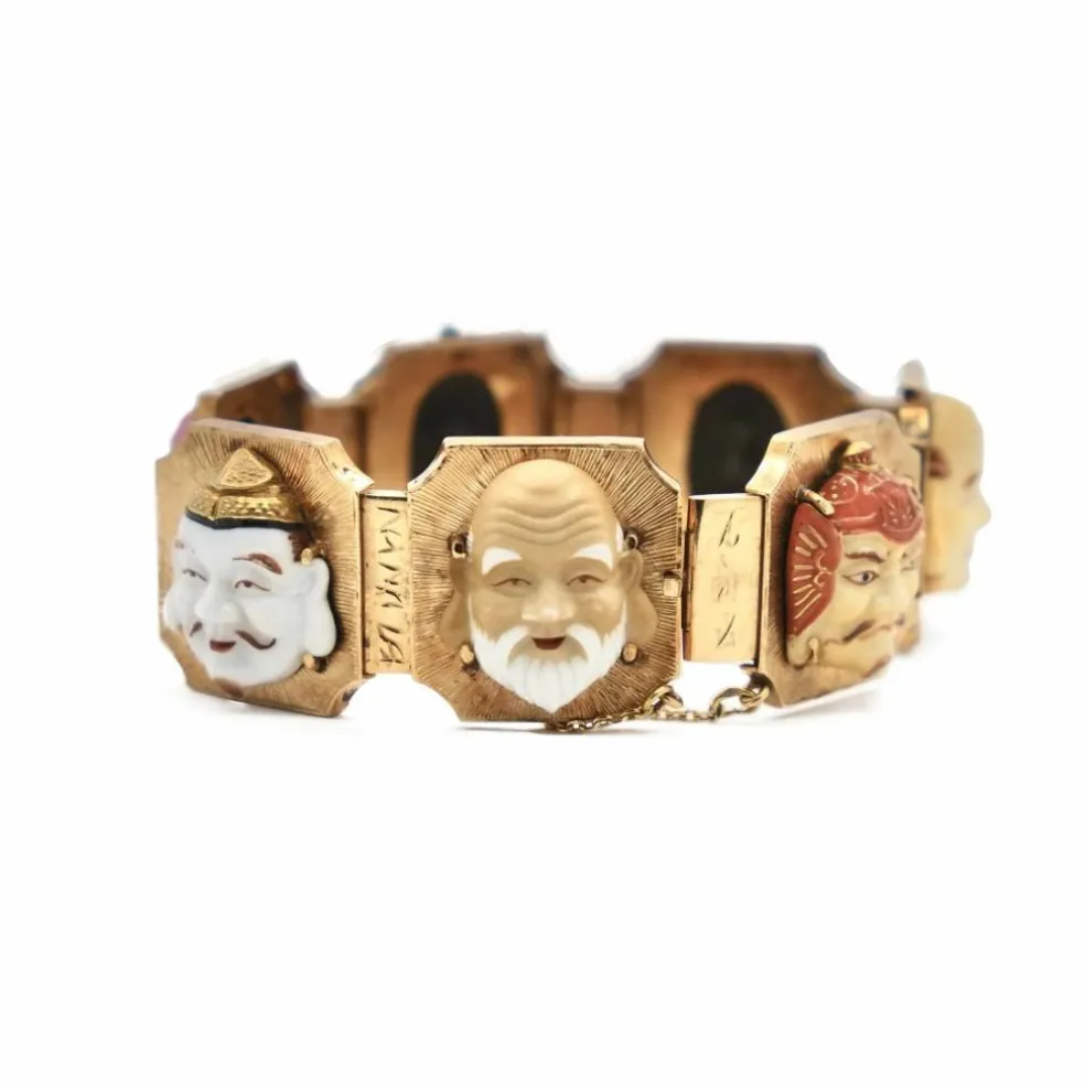 Bracelet "sept visages" Or jaune Céramique