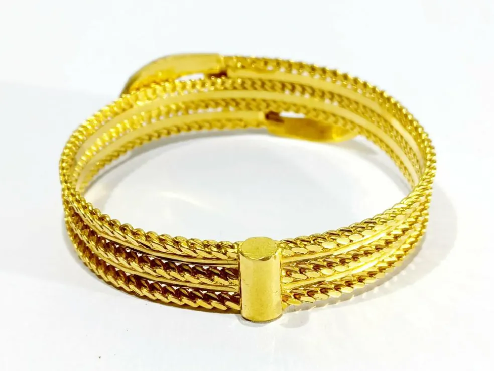 Bracelet serpent or jaune et rubis