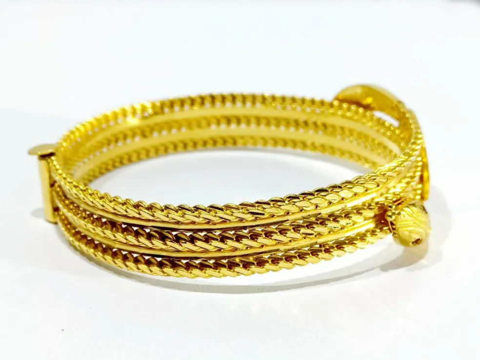 Bracelet serpent or jaune et rubis