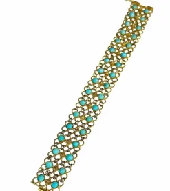 Bracelet souple en or 14 carats et turquoises