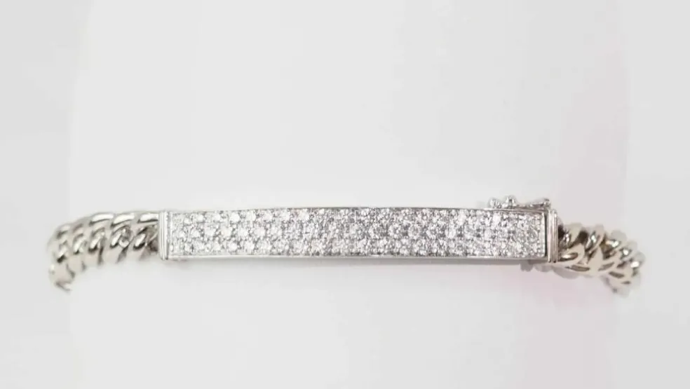 Bracelet souple en or blanc pavé de diamants