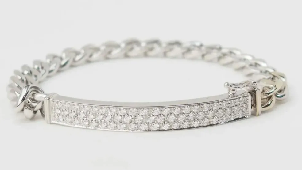Bracelet souple en or blanc pavé de diamants