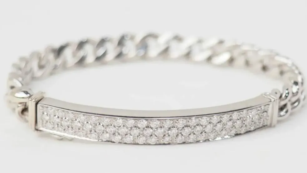 Bracelet souple en or blanc pavé de diamants