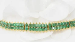 Bracelet souple en or jaune et émeraudes