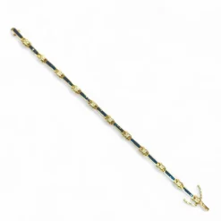 Bracelet souple or jaune, saphirs et croisillons