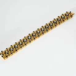 Bracelet souple or jaune, saphirs et diamants
