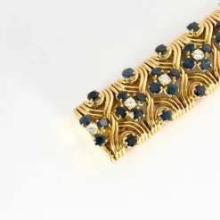 Bracelet souple or jaune, saphirs et diamants