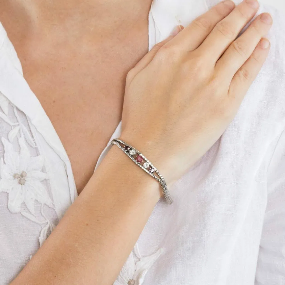 Bracelet souple rubis et diamants