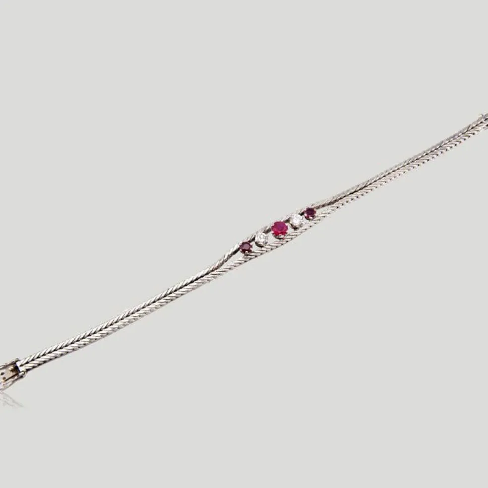 Bracelet souple rubis et diamants