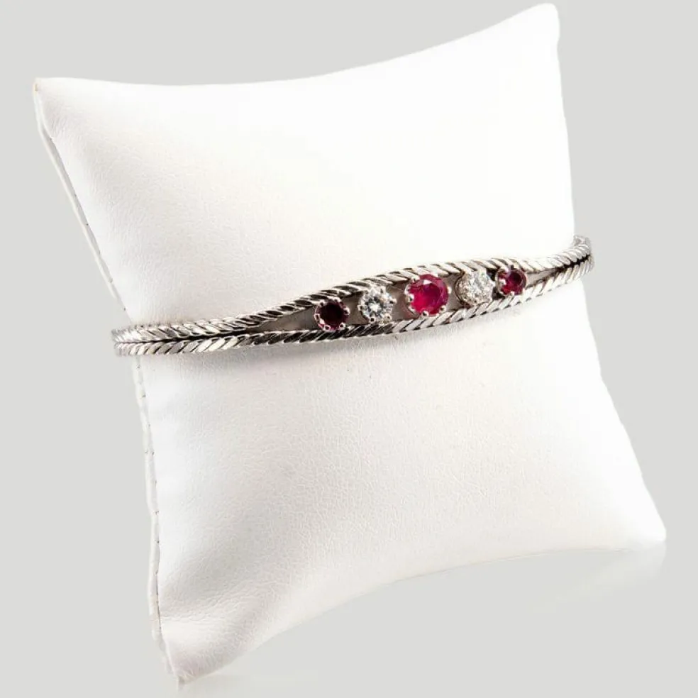 Bracelet souple rubis et diamants