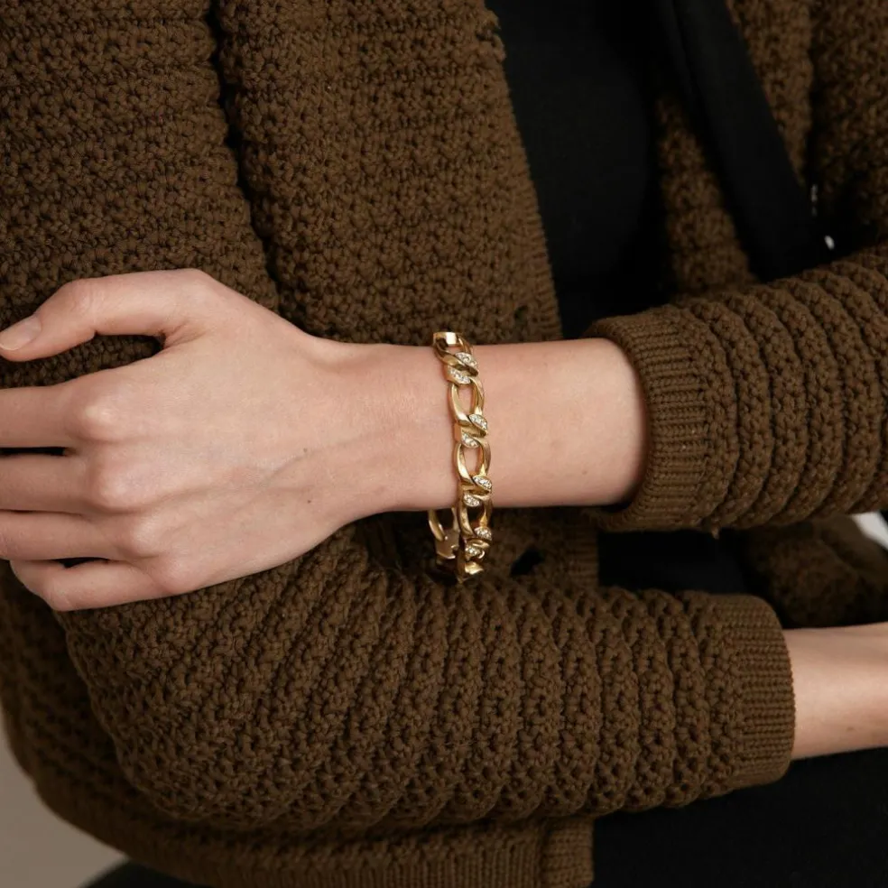 Bracelet style gourmette Or jaune Diamants