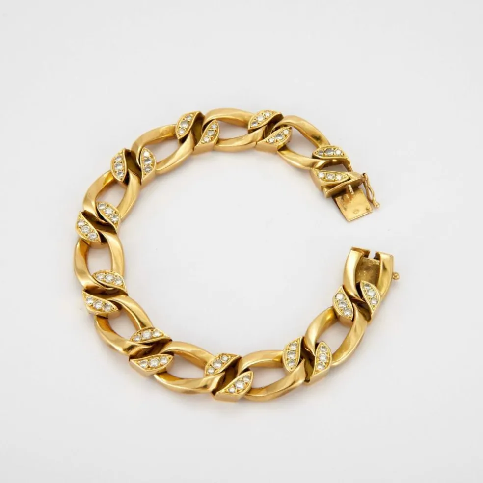 Bracelet style gourmette Or jaune Diamants