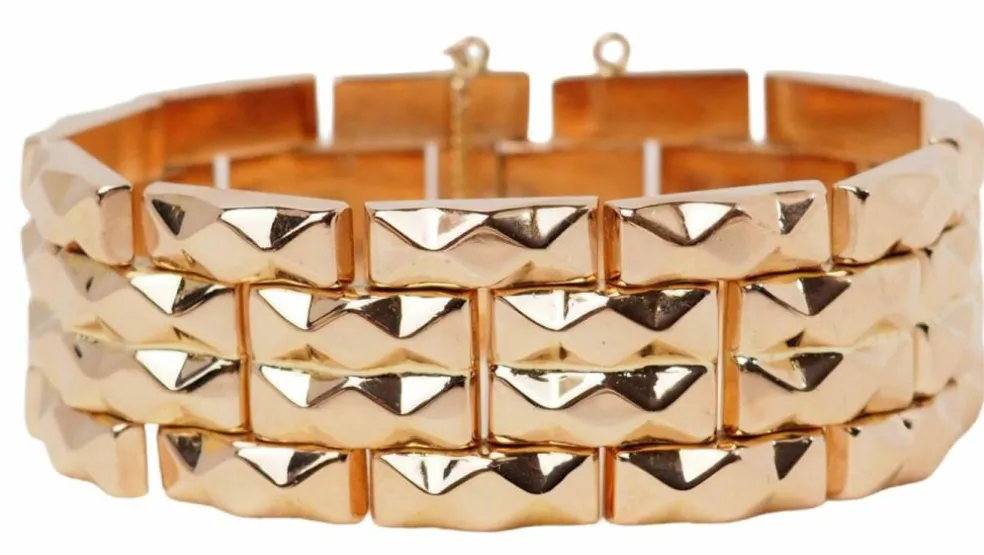 Bracelet tank années 1940 vintage en or rose