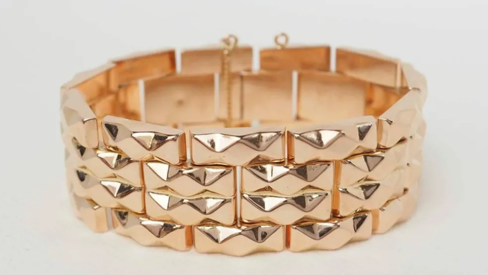Bracelet tank années 1940 vintage en or rose