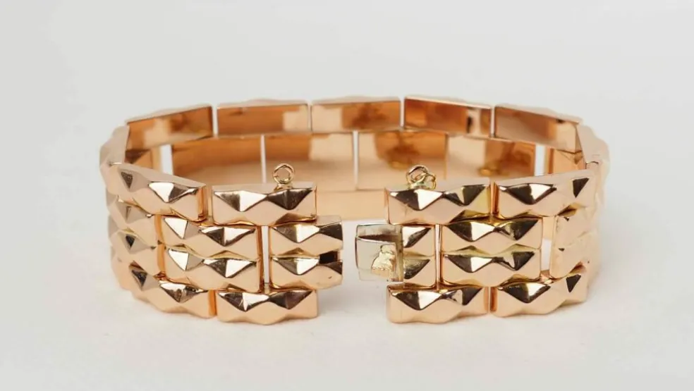 Bracelet tank années 1940 vintage en or rose