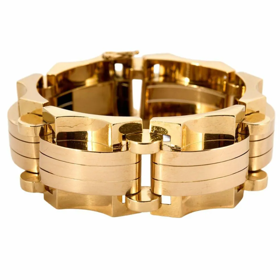Bracelet Tank bicolore, or jaune