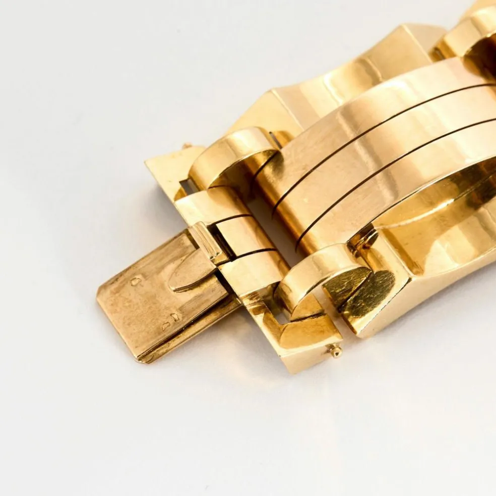 Bracelet Tank bicolore, or jaune