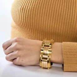Bracelet Tank bicolore, or jaune