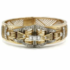 Bracelet Tank or, platine, diamants