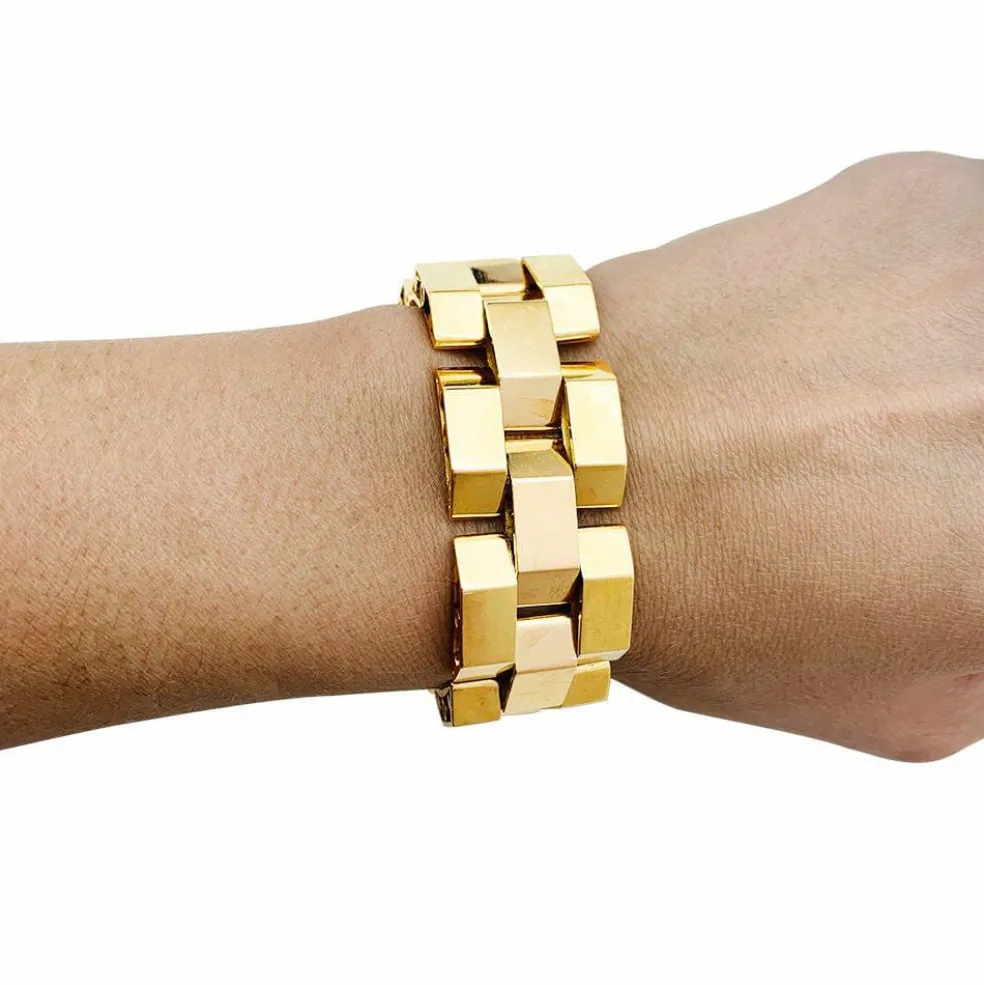 Bracelet Tank or rose et or jaune.