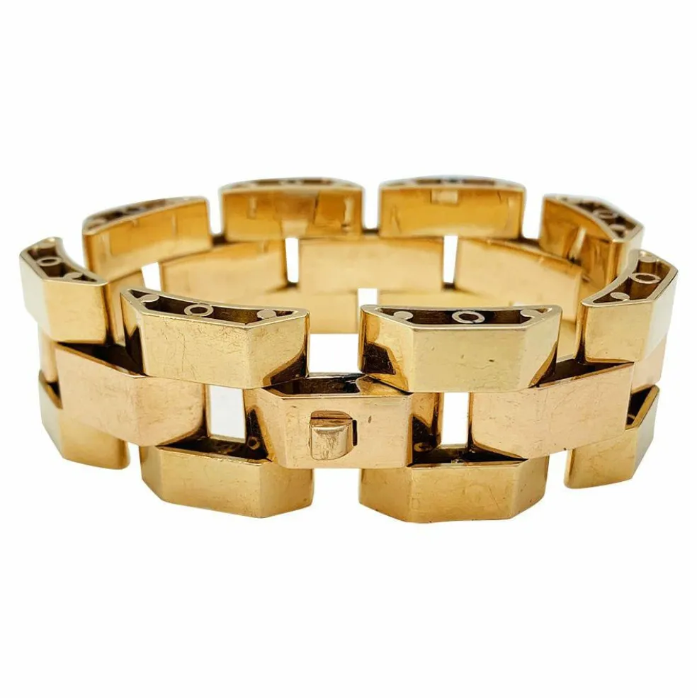 Bracelet Tank or rose et or jaune.