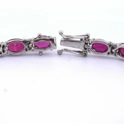 Bracelet Tennis - Or Blanc - Rubis et Diamants