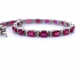 Bracelet Tennis - Or Blanc - Rubis et Diamants