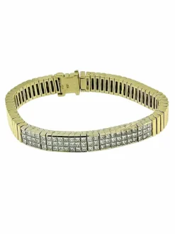 Bracelet Tennis certifié HRD en or jaune et blanc avec diamants