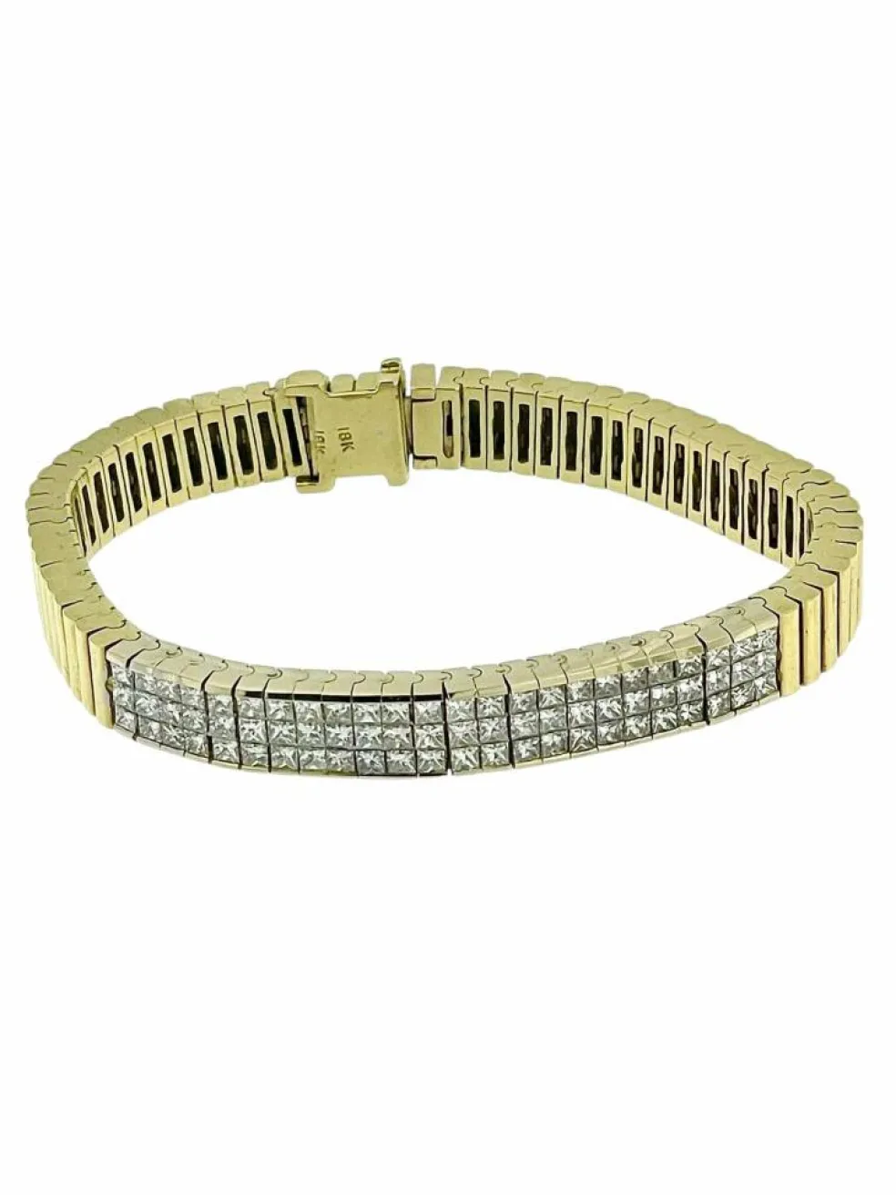 Bracelet Tennis certifié HRD en or jaune et blanc avec diamants