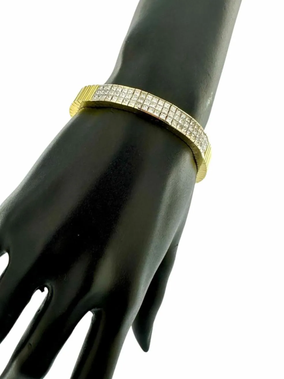 Bracelet Tennis certifié HRD en or jaune et blanc avec diamants