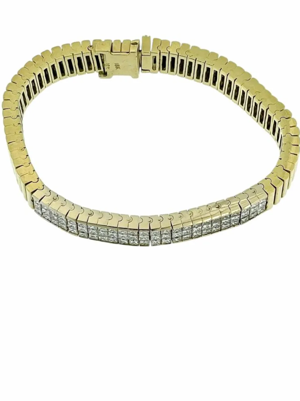 Bracelet Tennis certifié HRD en or jaune et blanc avec diamants