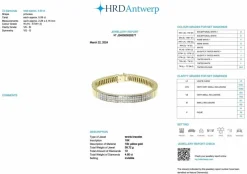 Bracelet Tennis certifié HRD en or jaune et blanc avec diamants