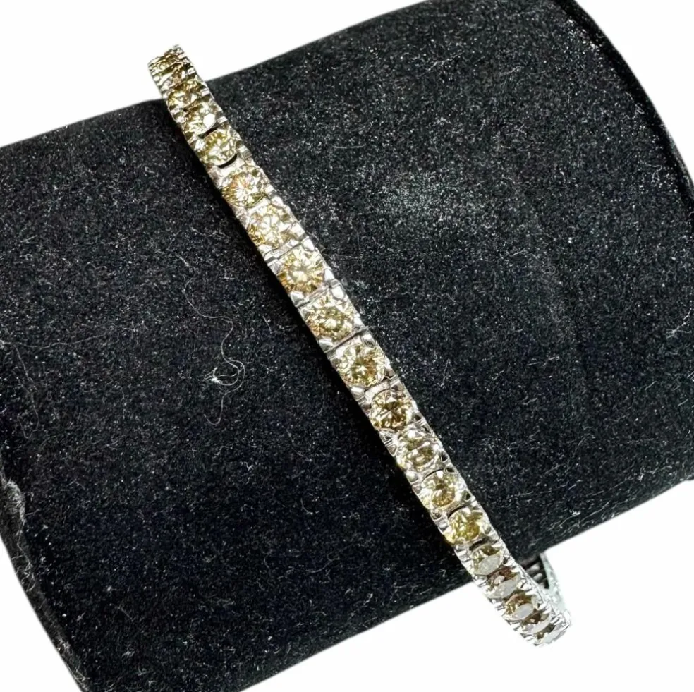 Bracelet Tennis Diamants Brown 7.5ct – Or blanc 18K – 17.8g