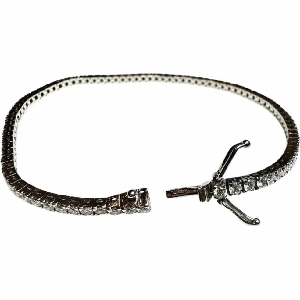 Bracelet Tennis Diamants 3.4ct – Or blanc 18K – 8.8g