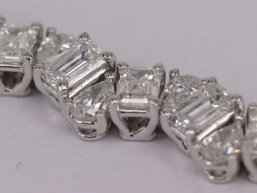 Bracelet Tennis Diamants taille émeraude et poire