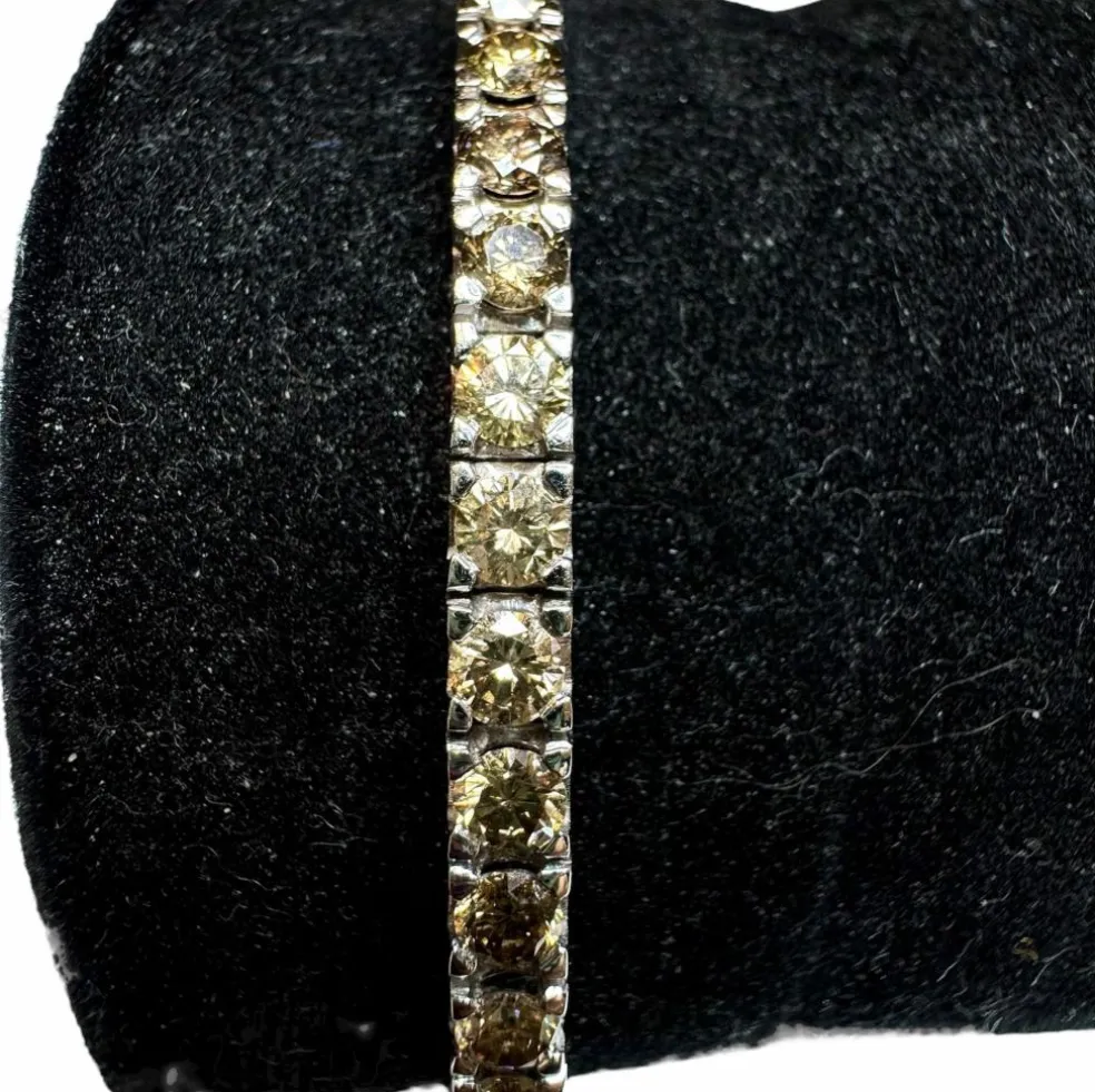 Bracelet Tennis Diamants Brown 7.5ct – Or blanc 18K – 17.8g