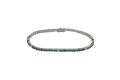 Bracelet tennis en or blanc avec pierres semi-précieuses vertes et diamants
